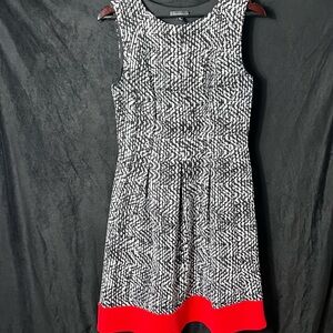 Black White and Red Sleeveless Fit and Flare Mini Dress